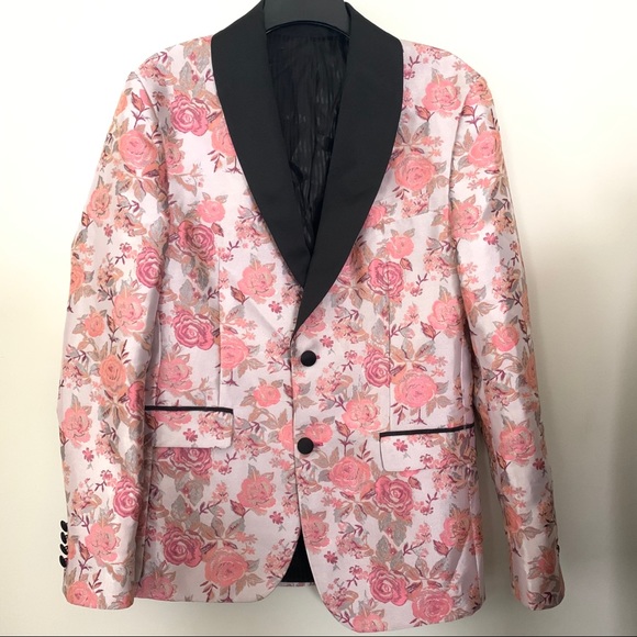 Zara Other - Zara men pink floral blazer tuxedo size 40